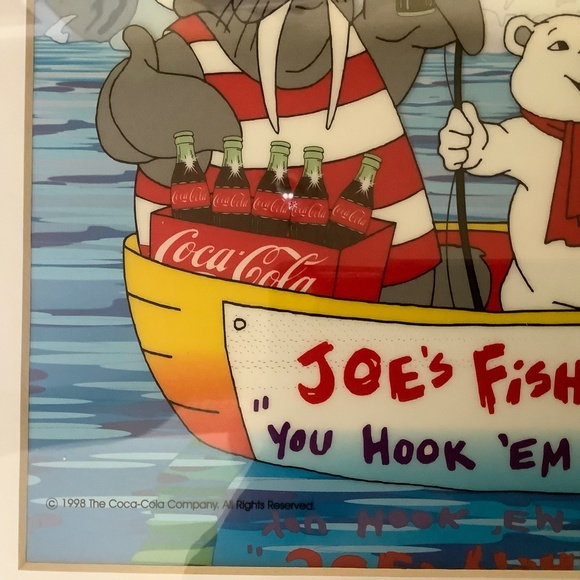 1998 Vintage Coca-Cola Framed "Catch of the Day" Serigraph Cel with COA. - Picture 3 of 7